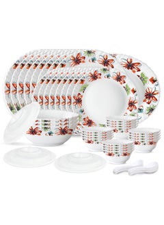 LARAH BY BOROSIL Larah by Borosil Silk Series Bali Opalware Dinner Set | 47 Pieces for Family of 8 | Microwave & Dishwasher Safe | Bone-Ash Free | Crockery Set for Dining & Gifting | Plates & Bowls | Floral Pattern  - Image 1