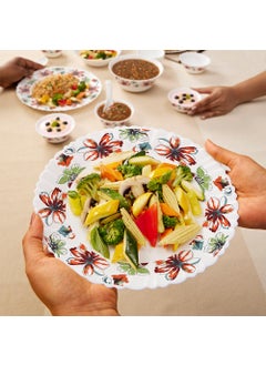 LARAH BY BOROSIL Larah by Borosil Silk Series Bali Opalware Dinner Set | 47 Pieces for Family of 8 | Microwave & Dishwasher Safe | Bone-Ash Free | Crockery Set for Dining & Gifting | Plates & Bowls | Floral Pattern  - Image 5