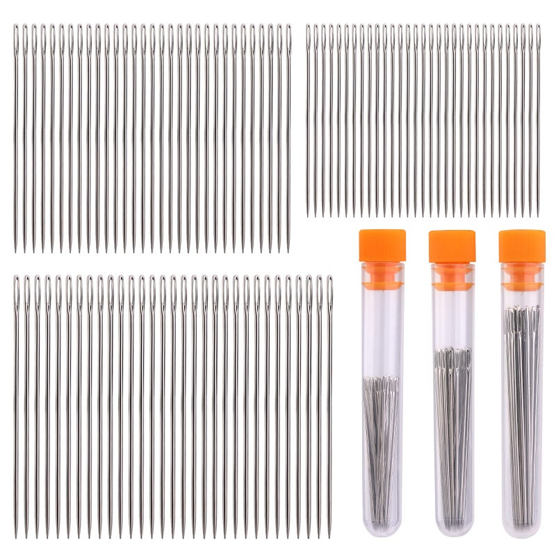 NAMOON 90 PCS Large Eye Sewing Needles Hand Sewing Needles Large Eye Stitching Needles with a 33in Plastic Bottle for Sewing and Crafting Knitting Weaving