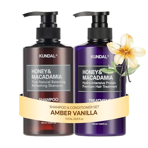 KUNDAL Korean Shampoo and Conditioner Set [Amber Vanilla] Salon-quality, Long Lasting Scent, Moisturizing, Sulfate-Free, Argan & Macadamia Oil, Korean Hair care, For all hair types, 16.9 fl oz each - Image 1