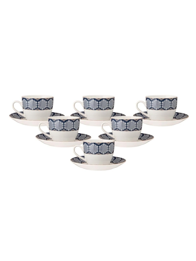 JCPL Fine Ceramic Printed Cup Saucer Set of 12 6 Cups 6 Saucers 180 ml Each Super S382 - Image 3
