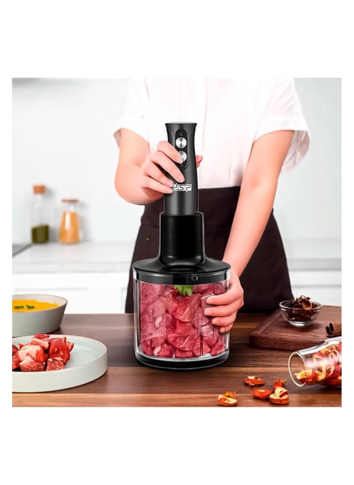 DSP Hand Blender 4-in-1, 500W Copper Motor, Stainless Steel, 2 Speeds - Includes 500ml Chopper, Whisk, and Cup, KM1093 (Black) - pzsku/ZB84B05C4C1AAB0E07E8DZ/45/_/1733213819/08e335b2-05c5-4048-bb19-f129ad3ea296