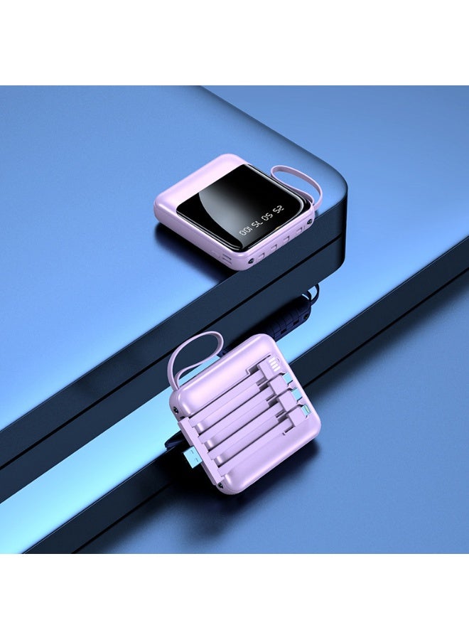 Mini 10000mAh Power Bank with Built-in Cable and LED Display - Fast Charging, High Capacity - Image 2