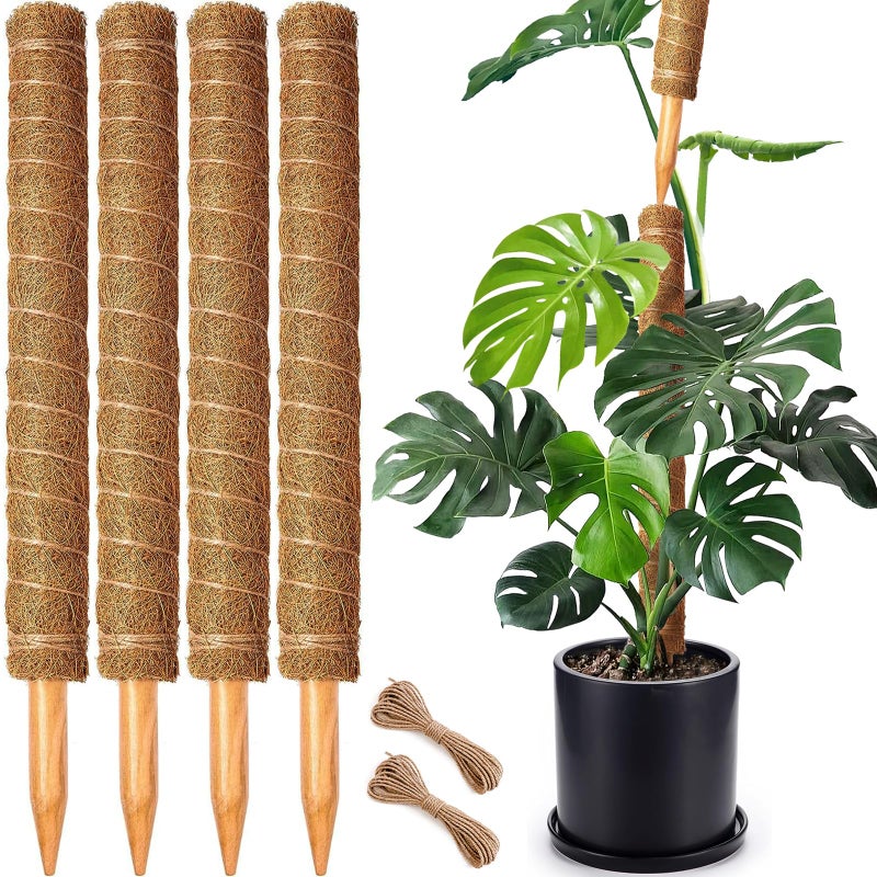 CHIAFFI 4 Pack 22 Inch Moss Poles, Stackable Moss Pole for Plants Monstera, 70 Inch Tall Moss Poles for Climbing Plants Indoor, Coir Totem Plant Support Stakes Stand for Potted Plants, Pothos - Image 1
