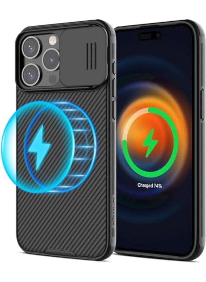 erorex Phone Case For Iphone 15 Pro Case With Camera Cover Compatible With Mag Safe Camshield Pro Magnetic 15 Pro 5G Car Mount Case Black  - Image 1