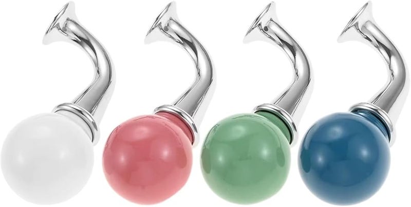 Pink Ceramic Handle Wall Hooks 6 Pack For Hanging Hats Bags Coats - Image 3