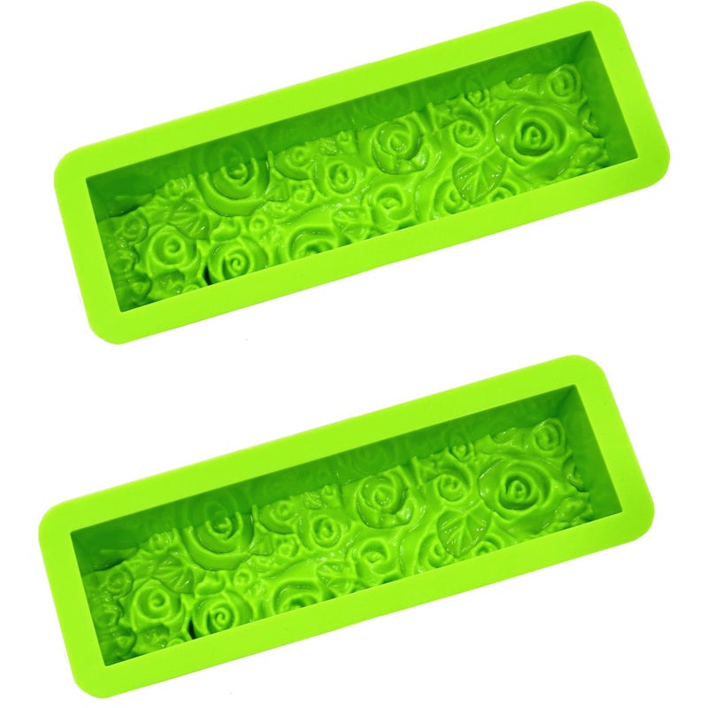 DD-life 2 Pcs Flexible Rectangular Rose Soap Silicone Mold Flowers Craft Art Silicone Soap Mold Candle Making for Homemad Soap Crafts - Image 1