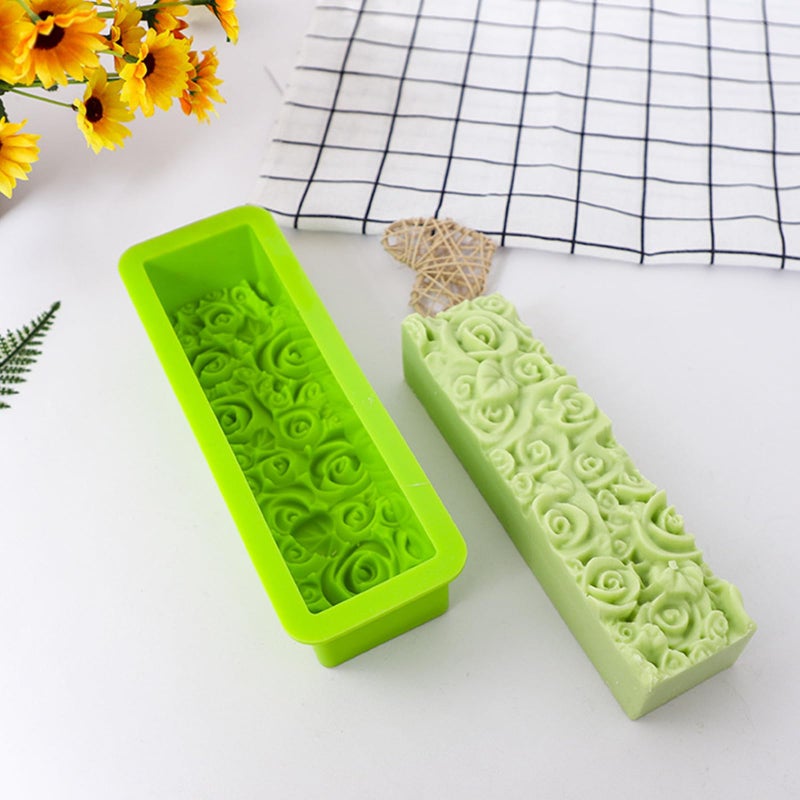 DD-life 2 Pcs Flexible Rectangular Rose Soap Silicone Mold Flowers Craft Art Silicone Soap Mold Candle Making for Homemad Soap Crafts - Image 3
