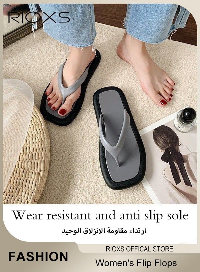 RIOXS Women's Flip Flops, Anti-Slip Shower Slippers, Ultra Soft Flat Open Toe Sandals, Comfort Fit Flip Flops, Lightweight Slippers, Flipflops for Beach, Bathroom, Indoor or Outdoor Use  - Image 3