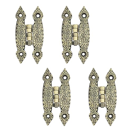 Adonai Hardware Abib Antique Iron H Cabinet Hinges (4 Pack, Black Powder Coated) for Vintage Barn Doors, Cupboards, Kitchen Wardrobes, Wooden Jewelry Box, Sheds, Furniture, Treasure Chest and Trunks - Image 1
