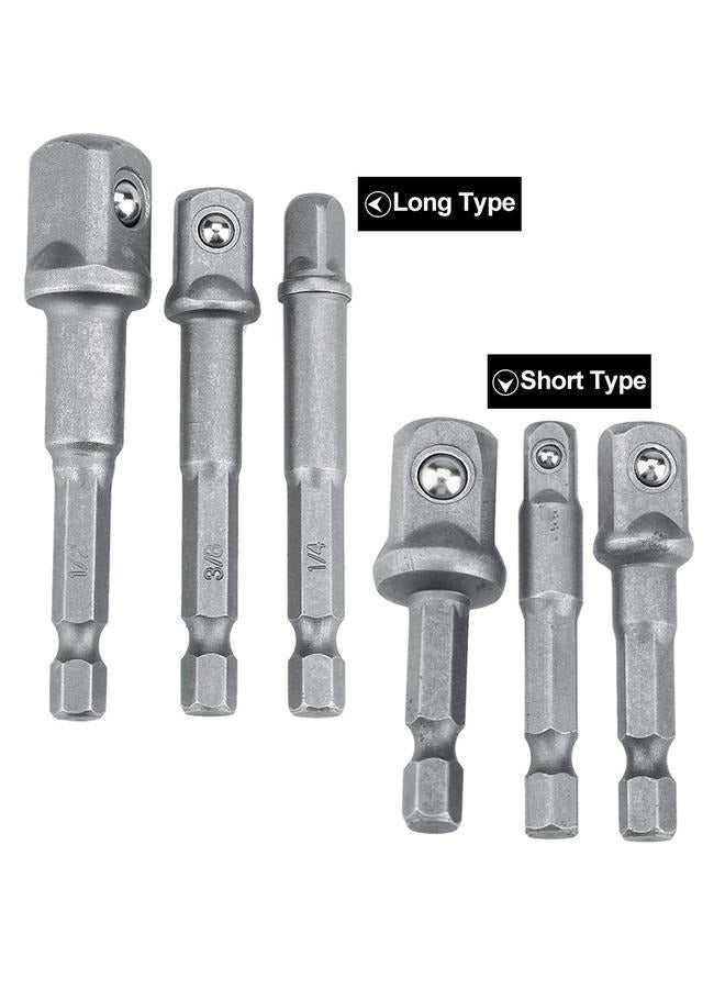 3pcs/Set Socket Aadpter Standard 1/4in Hex Shank to 1/4" 3/8" 1/2" Drill Bits Extension Bar Impact Grade Socket Adapter Set(short style)  - Image 2