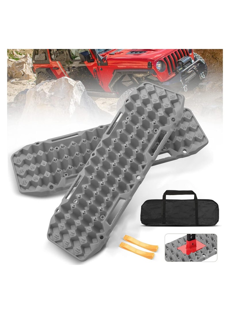 KASTWAVE Off-Road Board, Anti Sinking Plate Traction Boards with Jack Base, 1 Pair Recovery Tracks 4X4 car Truck Tire Traction Mat with Bag -Sand, Mud, Snow Ladder Ramps (Gray) - Image 1