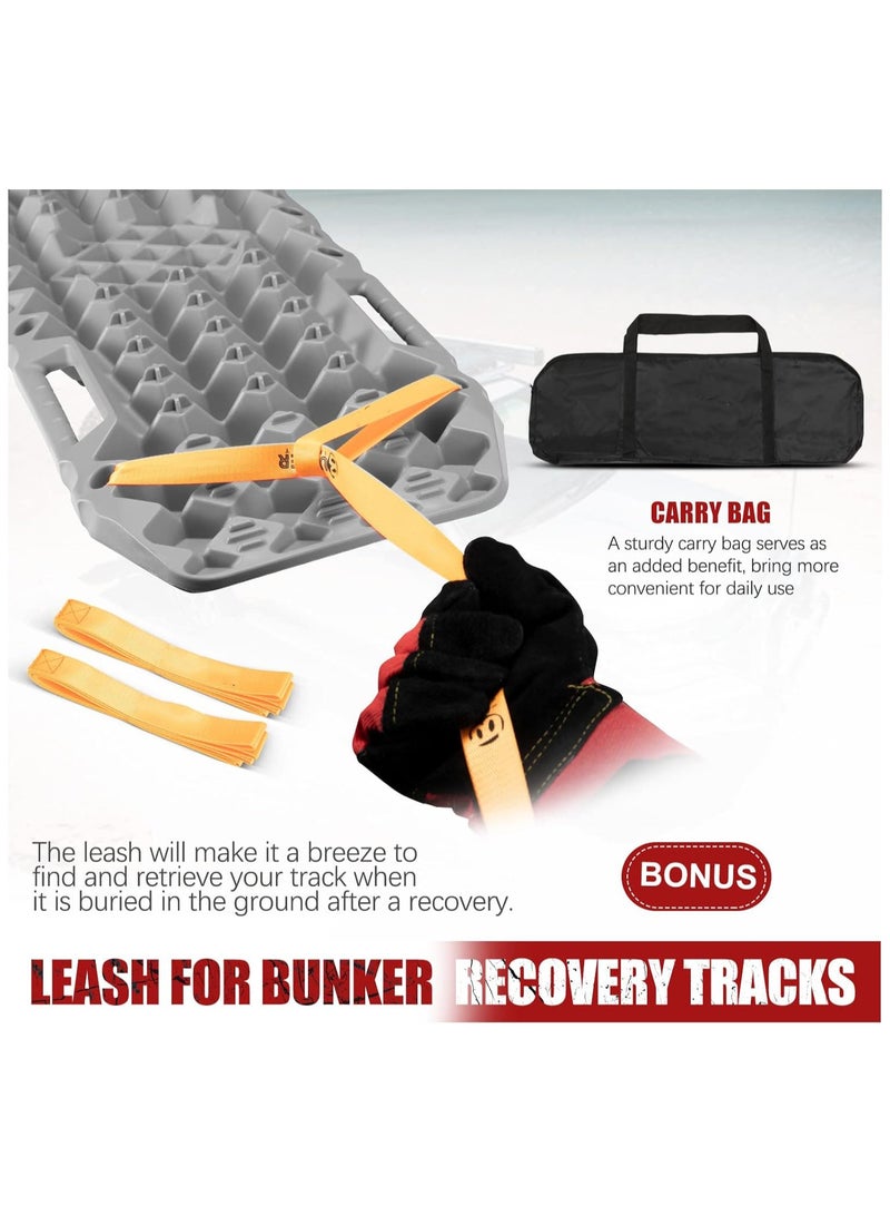 KASTWAVE Off-Road Board, Anti Sinking Plate Traction Boards with Jack Base, 1 Pair Recovery Tracks 4X4 car Truck Tire Traction Mat with Bag -Sand, Mud, Snow Ladder Ramps (Gray) - Image 4