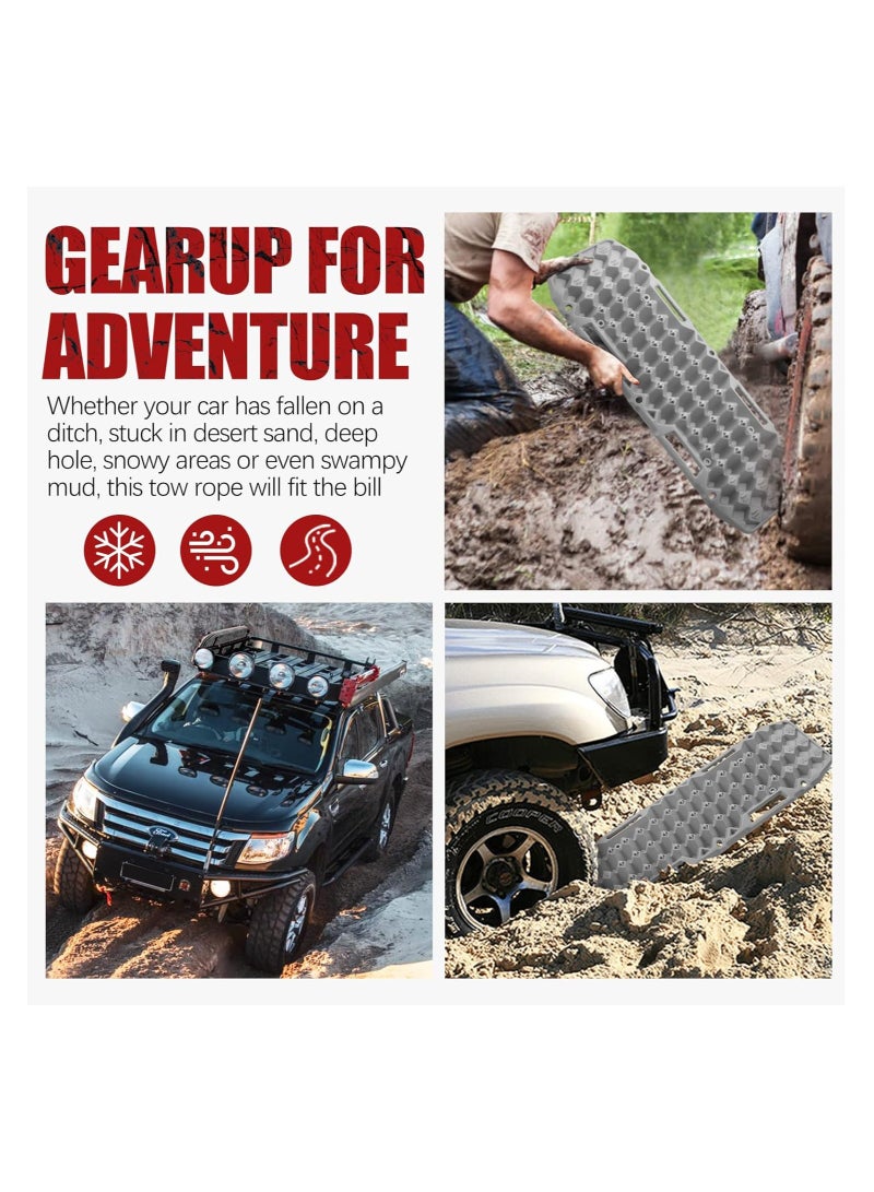 KASTWAVE Off-Road Board, Anti Sinking Plate Traction Boards with Jack Base, 1 Pair Recovery Tracks 4X4 car Truck Tire Traction Mat with Bag -Sand, Mud, Snow Ladder Ramps (Gray) - Image 2