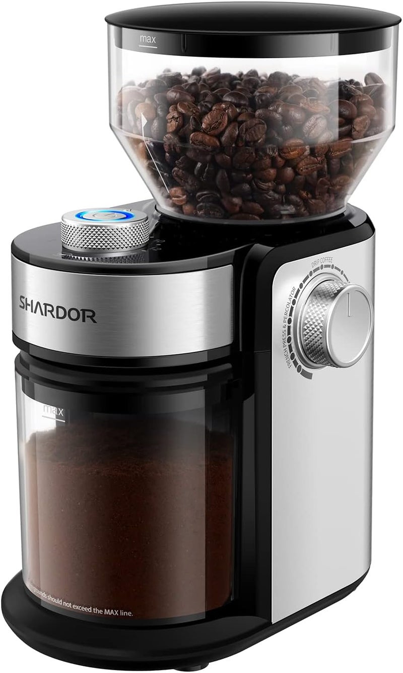 SHARDOR Burr Coffee Bean Grinder Electric, Adjustable Burr Mill with 16 Precise Grind Setting for 2-14 Cup, Silver - Image 1
