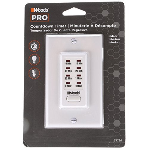 Woods 59724WD In-Wall 4-Hour Digital Countdown Timer ; White - Image 2