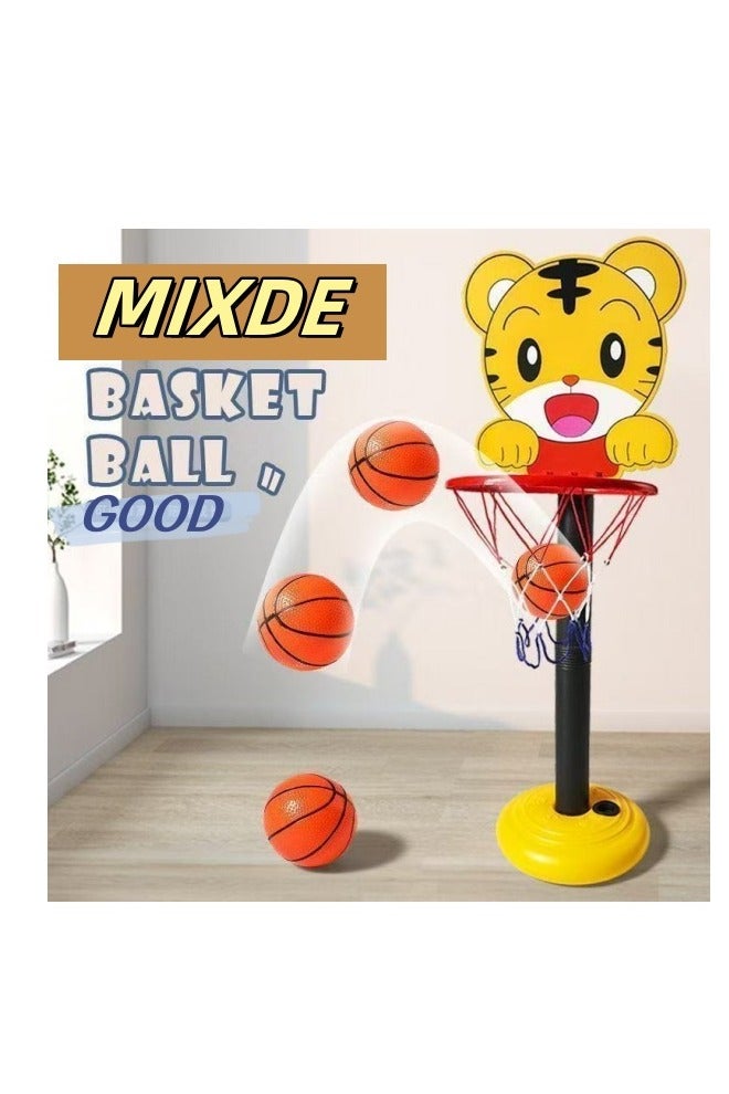 MIXDE Kids Basketball Stand Indoor Outdoor Home Basketball Shooting Height Adjustable Sports Toy with 1 Ball and Air Pump - Image 1