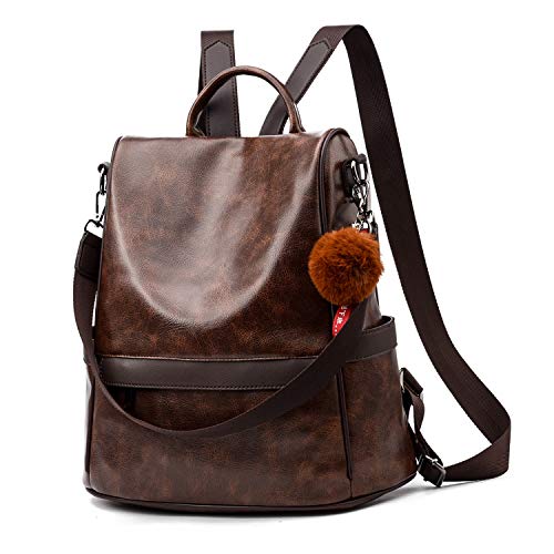 CHERUTY Women Backpack Purse PU Leather Anti-theft Casual Shoulder Bag Fashion Ladies Satchel Bags(Brown) - Image 1