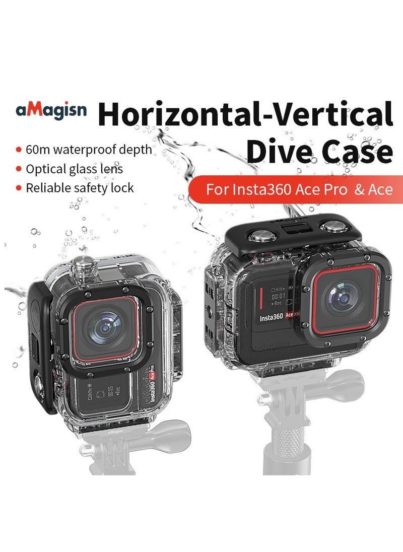 aMagisn Waterproof Diving Case for Insta360 Ace – 60M Depth with Anti-Fog Design, Multi-Layer Coated Glass, Quick Release Mount for Horizontal & Vertical Shooting – Protective Underwater Housing Shell  - Image 2