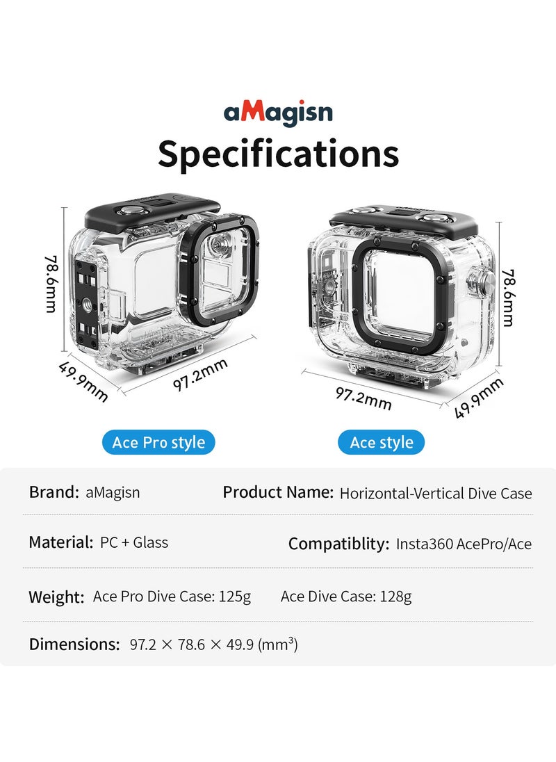 aMagisn - Waterproof Diving Case for Insta360 Ace – 60M Depth with Anti-Fog Design, Multi-Layer Coated Glass, Quick Release Mount for Horizontal & Vertical Shooting – Protective Underwater Housing Shell - Image 1