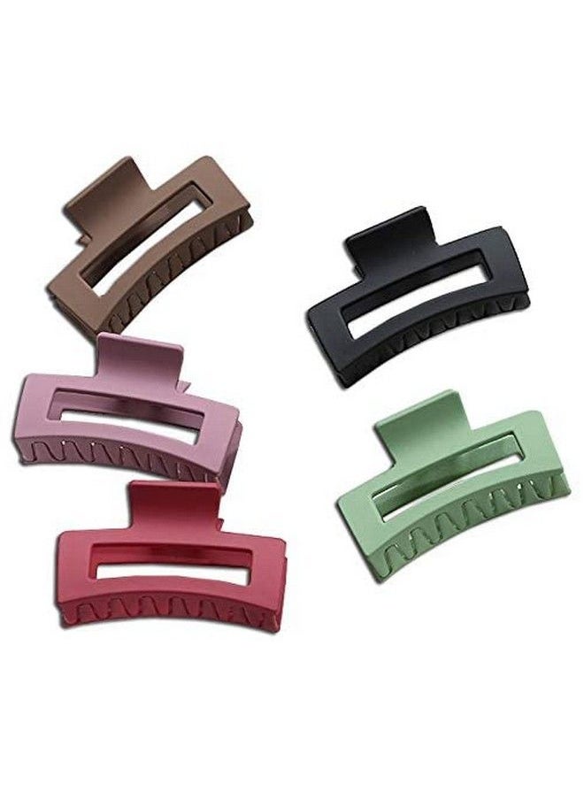 Fameza 5Pcs Big Claw Clips Nonslip Hair Jaw Clips Matte Design Hair Accessories For Women Large Hair Barrette Clamps Ponytail Holder (5 Colors)  - Image 2