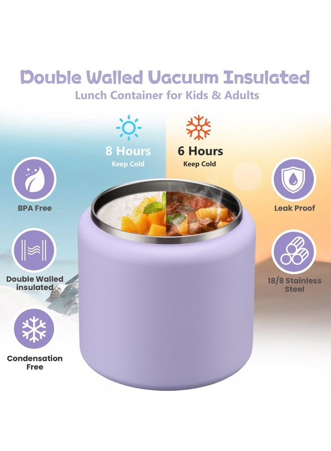 BABHAMNESS 26oz Soup Thermo for Hot Food Kids Insulated Vacuum Food Jar with Buckle Lid,Wide Mouth Leakproof Stainless Steel Lunch Container with Spoon-Purple - Image 5