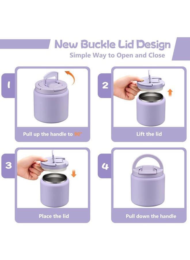 BABHAMNESS 26oz Soup Thermo for Hot Food Kids Insulated Vacuum Food Jar with Buckle Lid,Wide Mouth Leakproof Stainless Steel Lunch Container with Spoon-Purple - Image 4