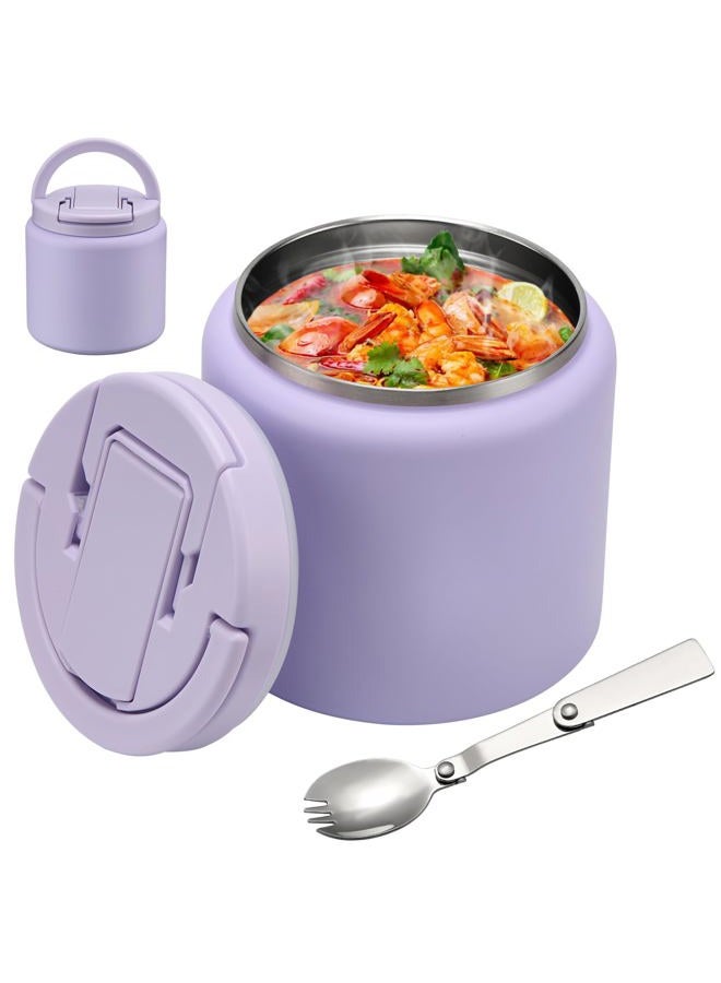 BABHAMNESS 26oz Soup Thermo for Hot Food Kids Insulated Vacuum Food Jar with Buckle Lid,Wide Mouth Leakproof Stainless Steel Lunch Container with Spoon-Purple - Image 1