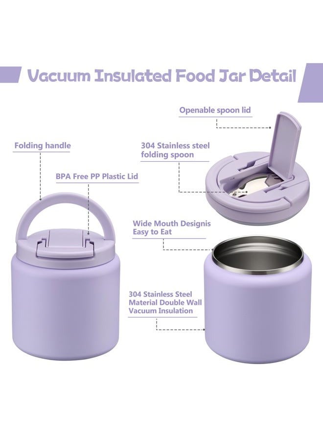 BABHAMNESS 26oz Soup Thermo for Hot Food Kids Insulated Vacuum Food Jar with Buckle Lid,Wide Mouth Leakproof Stainless Steel Lunch Container with Spoon-Purple - Image 2