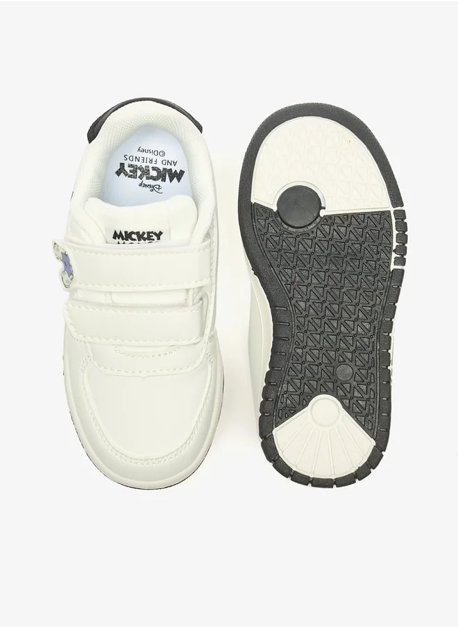 Disney Boys Mickey Mouse Print Sneakers with Hook and Loop Closure