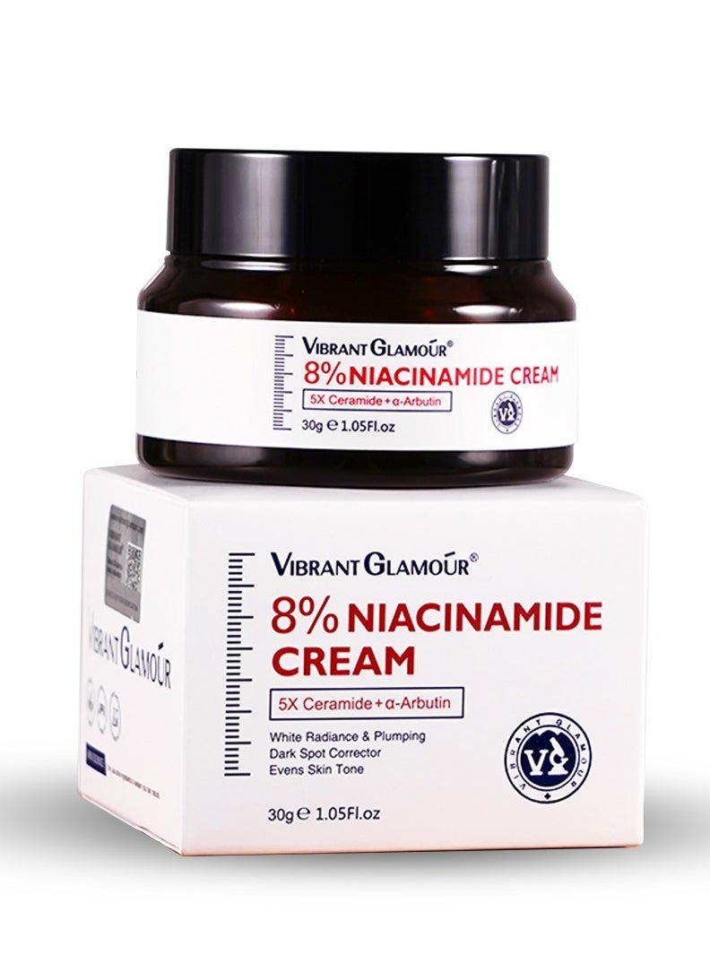 Vibrant Glamour - Vibrant Glamour 8% Niacinamide Brightening & Hydrating Face Cream - 30g | Dark Spot Corrector, Pore Minimizer & Skin Tone Enhancer - Image 1