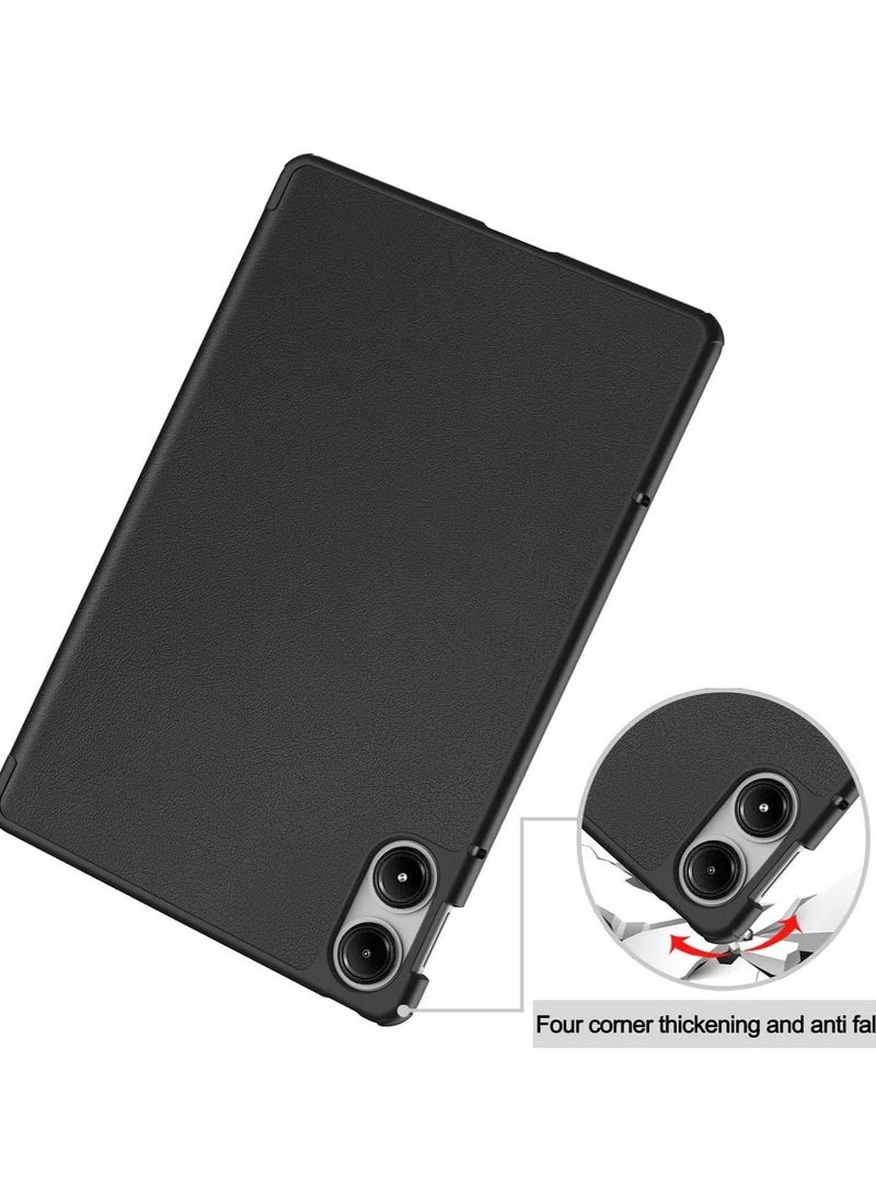 ELTRAZONE Protective Case for Xiaomi Redmi Pad Pro 12.1 inch, Black PU Leather Flip Wallet Cover with Tempered Glass Screen Protector (Black) - Durable, Stylish, Full Protection for Your Tablet, Slim & Lightweight Design for Ultimate Convenience - Image 2
