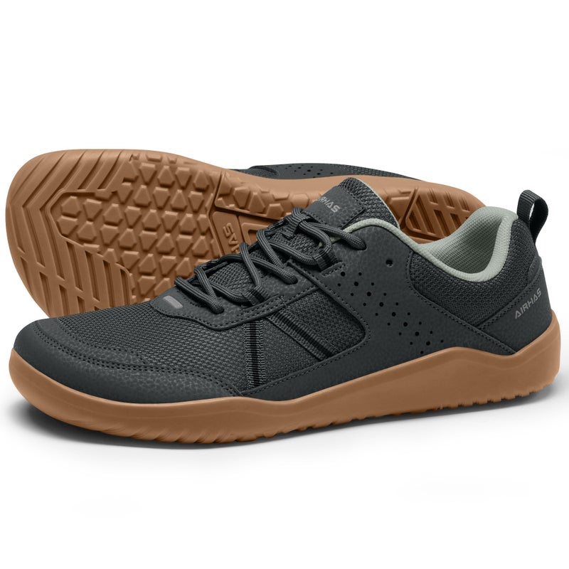 AIRHAS Men's Anatomical Toe Box Barefoot Shoes Zero Drop Breathable Gym Shoes for Men Minimalist Casual Shoes(Dark Grey/Gum, 9.5W) - Image 1
