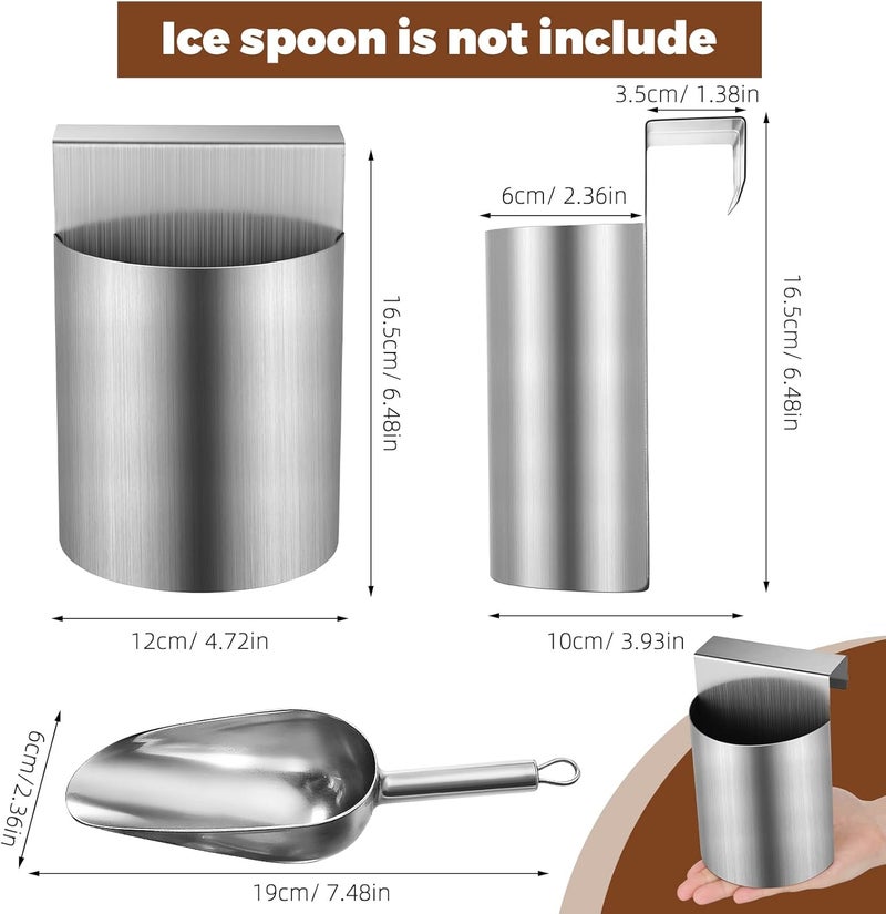 PRETYZOOM Ice Scoop Holder Hanging Organizer, Heavy Duty Metal Storage Box for Fridge Shelf, Ice Maker, Freezer, Supermarket, Home Use - Image 2