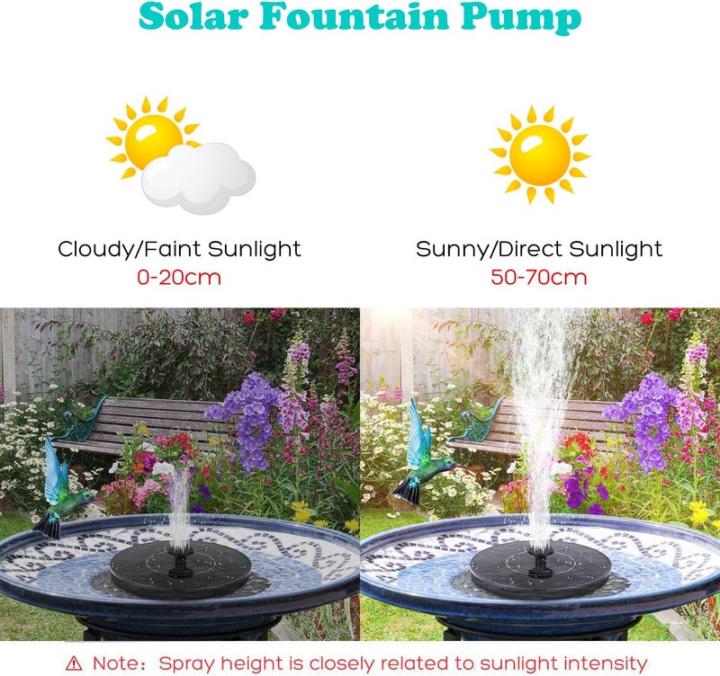 Mademax 1W Solar Bird Bath Fountain Pump, Solar Fountain, Free Standing Floating Solar Powered Water Fountain Pump for Bird Bath, Garden, Pond, Pool, Outdoor - Image 4