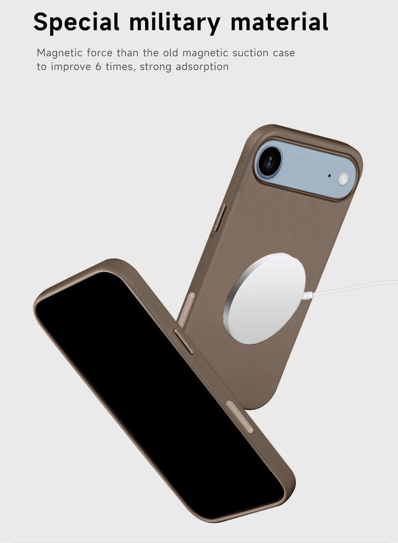 ELTRAZONE iPhone Air 5G 2025 Luxury Leather Magnetic Case | Original MagSafe Compatible Wireless Charging Cover | Shockproof Slim Protective Phone Case (MCMPMN) – Dark Brown - Image 3
