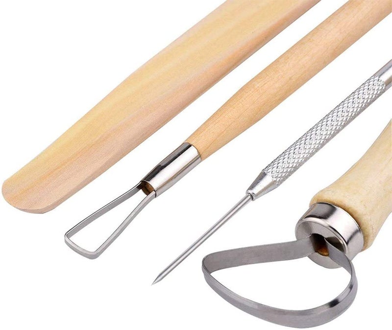 deziine DEZIINE Sculpting Tools 19Piece Pottery Carving Tools Set DoubleSided Ceramic Modeling Tools for Clay and Wood Sculptures for Beginners Professional Art Crafts Steel and Hard Wood Handles  - Image 5