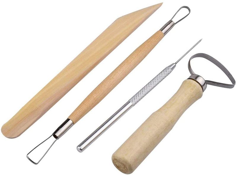 deziine DEZIINE Sculpting Tools 19Piece Pottery Carving Tools Set DoubleSided Ceramic Modeling Tools for Clay and Wood Sculptures for Beginners Professional Art Crafts Steel and Hard Wood Handles  - Image 4