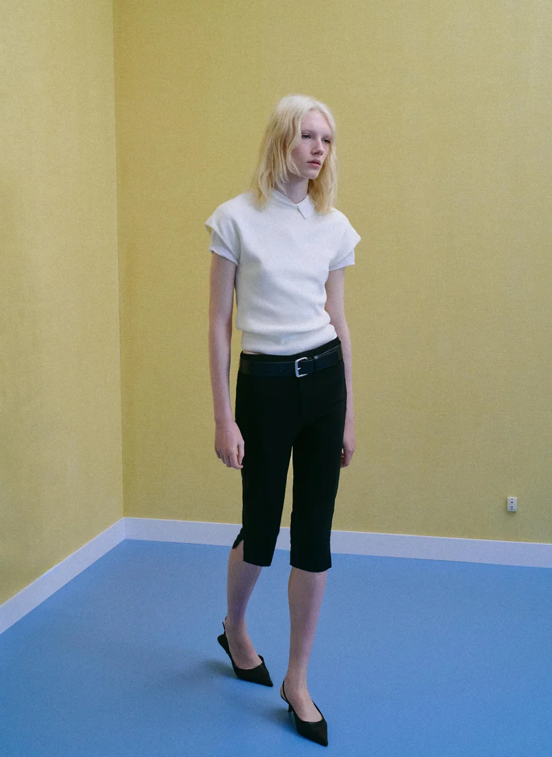مانجو Short-Sleeve Funnel Neck Jumper
