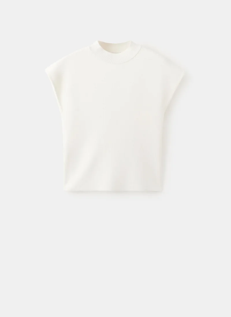 Mango 05-CRUDO Short-Sleeve Funnel Neck Jumper for Women | Best Price UAE