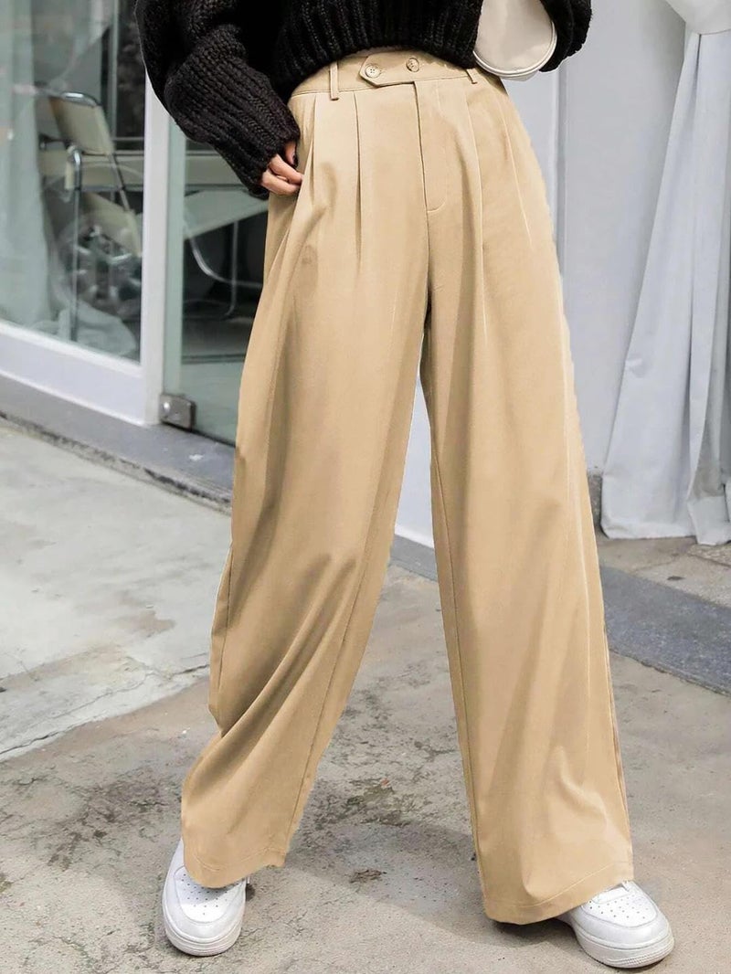 KOTTY Womens Cotton Blend Straight Fit Solid Trousers Cream - Image 2