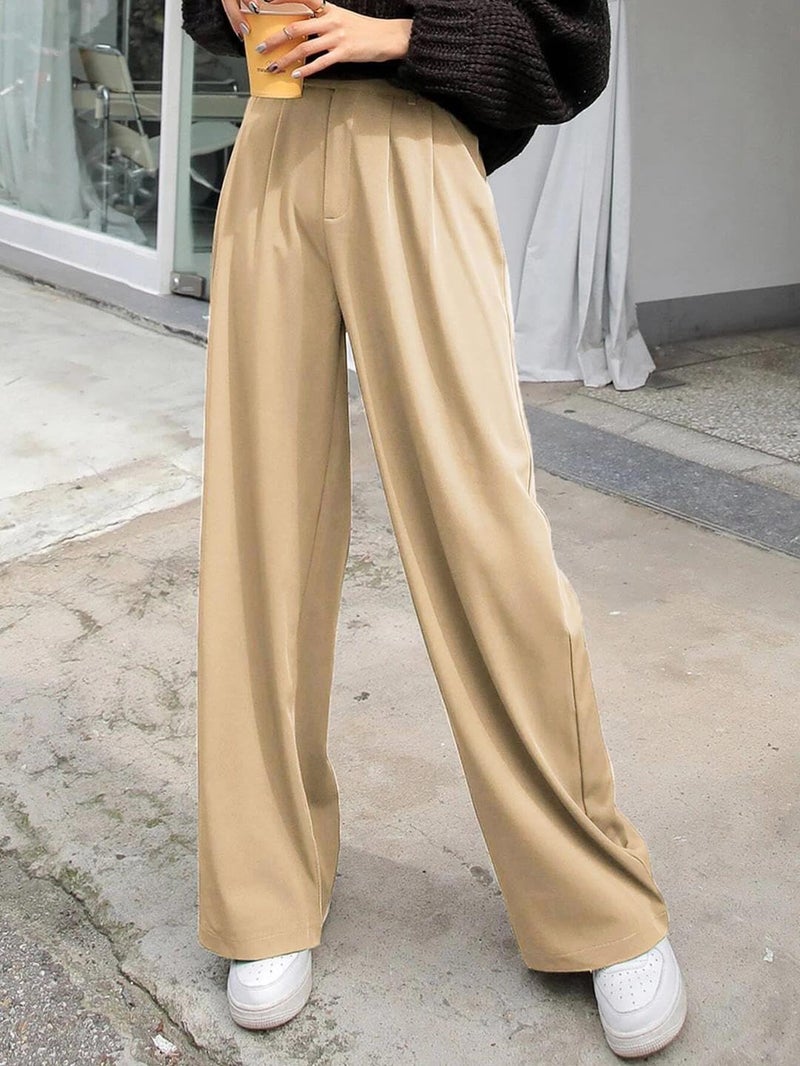 KOTTY Womens Cotton Blend Straight Fit Solid Trousers Cream - Image 3