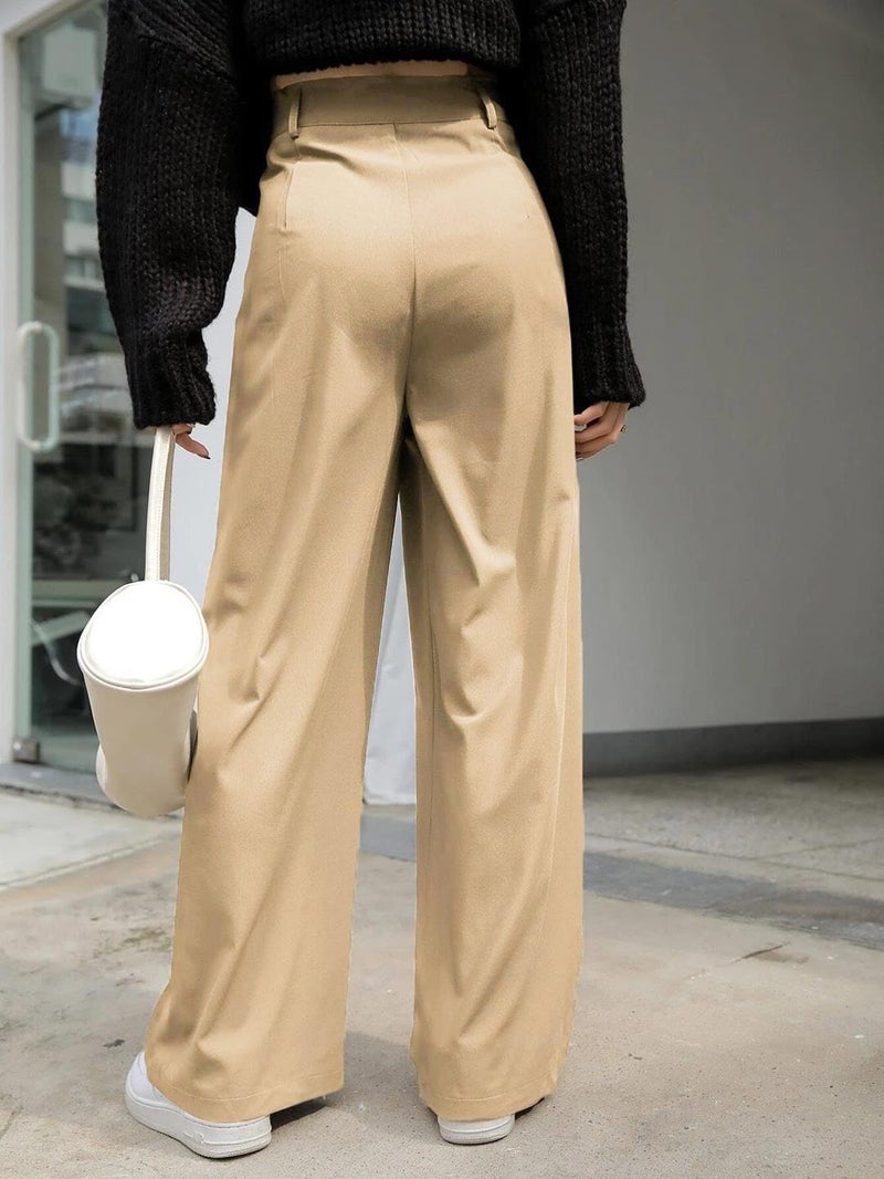KOTTY Womens Cotton Blend Straight Fit Solid Trousers Cream - Image 4