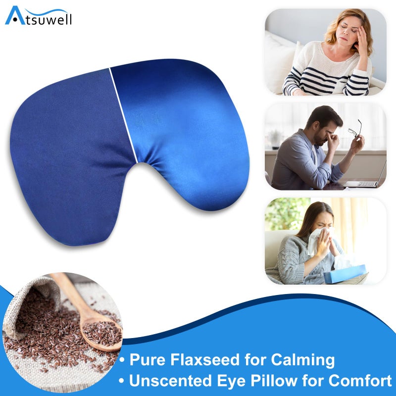 Atsuwell Sinus Mask, Warm Cold Compress Eye Mask for Dry Eyes, Weighted Eye Pillow Microwavable Face Heating Pad for Soothing Sinus Pressure and Relaxation, Blue - Image 3