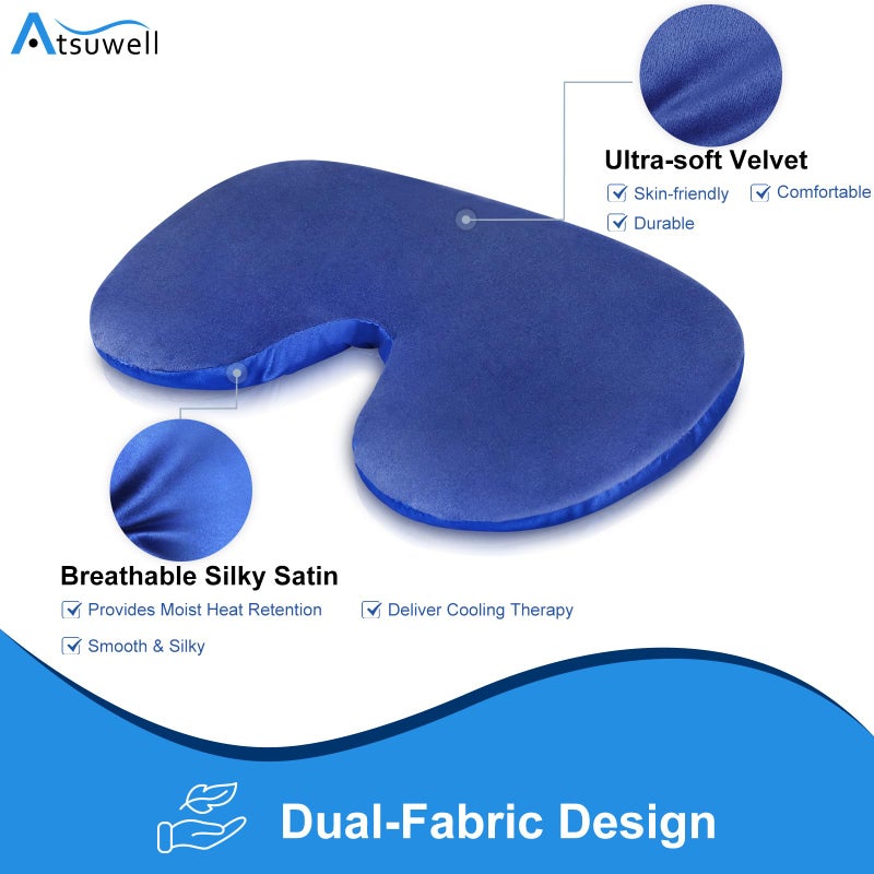 Atsuwell Sinus Mask, Warm Cold Compress Eye Mask for Dry Eyes, Weighted Eye Pillow Microwavable Face Heating Pad for Soothing Sinus Pressure and Relaxation, Blue - Image 2