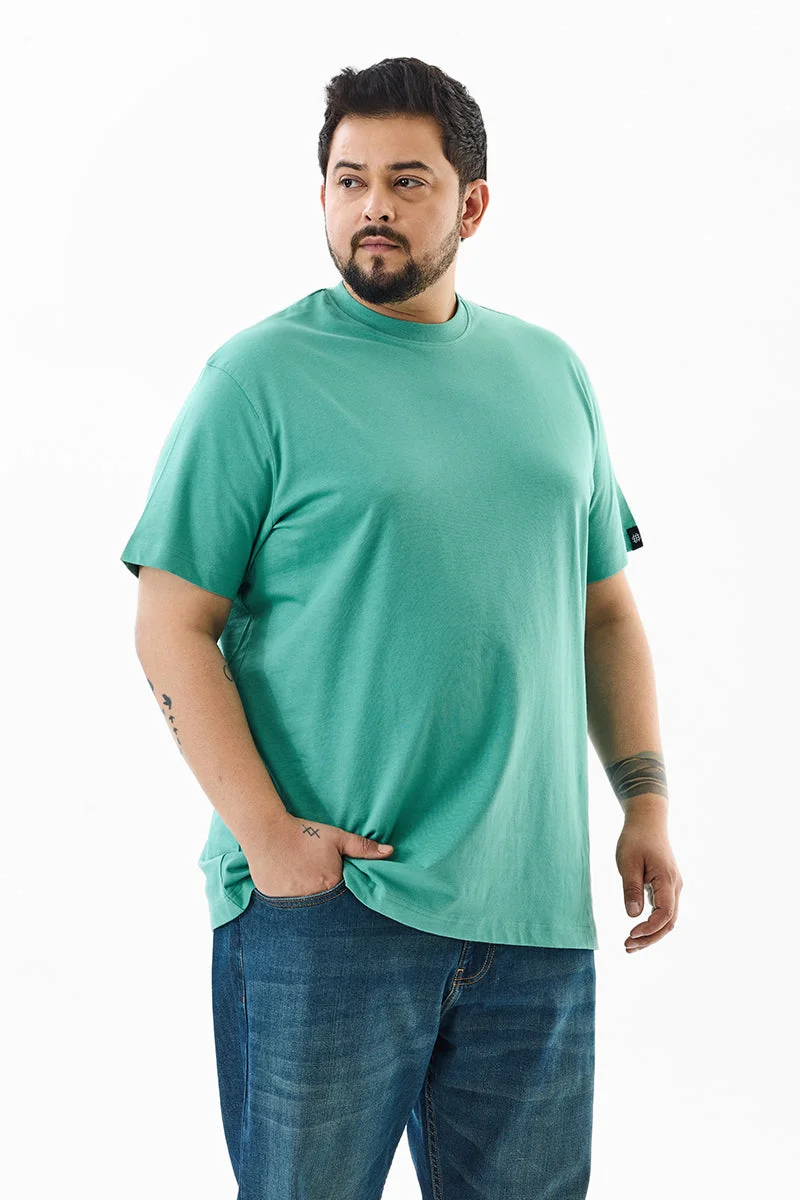 Snitch Green Regular Fit 100% Cotton Plus Size T-Shirt for Men | Best Price UAE