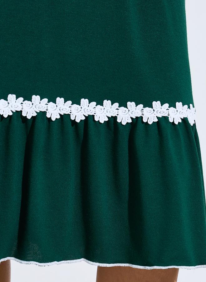 Styli Green Short Sleeve Ruffle Trim Nightdress - Image 4