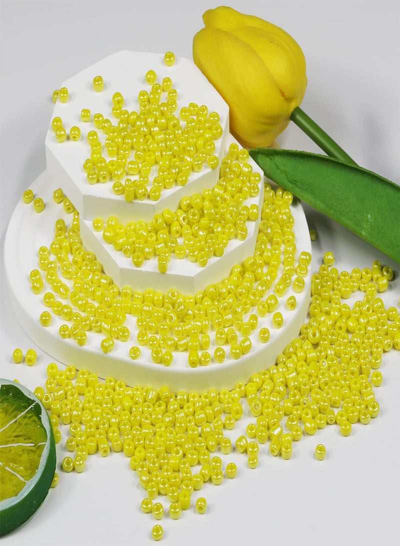 GGOOT Bulk 4mm Yellow Bright Seed Beads for Jewelry Making 110 grams About 160pcs,6/0 Glass Craft Beads for Making Earrings, Bracelets, Pendants, Waist Jewelry, DIY Handmade Seed Beads (Yellow Bri - Image 4