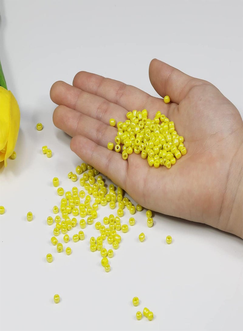 GGOOT Bulk 4mm Yellow Bright Seed Beads for Jewelry Making 110 grams About 160pcs,6/0 Glass Craft Beads for Making Earrings, Bracelets, Pendants, Waist Jewelry, DIY Handmade Seed Beads (Yellow Bri - Image 3