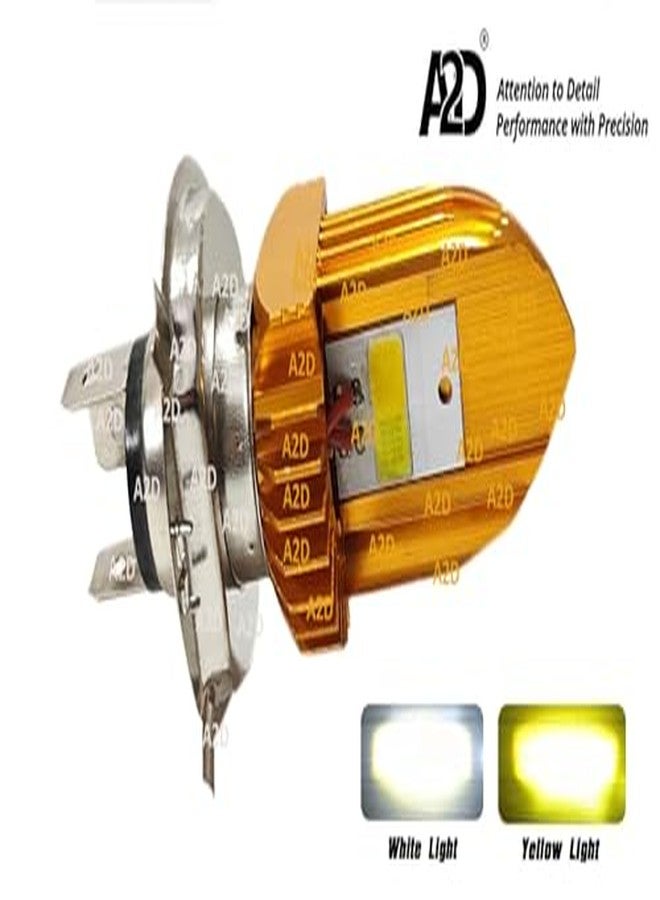 A2D® 42934 W-Y Dual Color 12V DC 30W Full Cobe H4 / HS1 with 6000K 3000K Ultra Bike LED Headlight Bulb Replacement KIT High-Low Beam White Yellow for Bajaj Pulsar N250 - Image 5